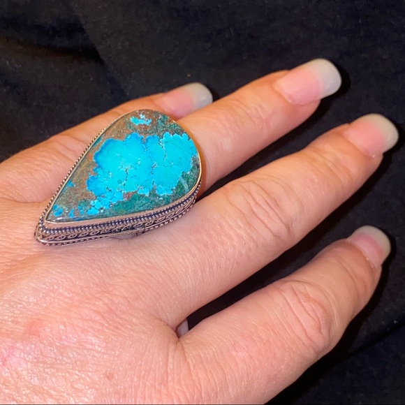 Striking Turquoise natural gemstone statement ring 7.75 - Picture 6 of 8